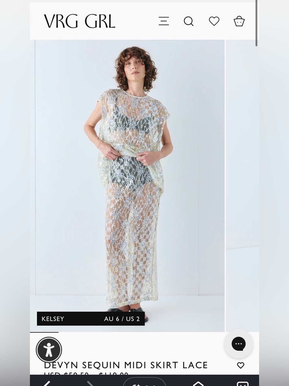 VRG GRL SEQUIN MIDI SKIRT LACE